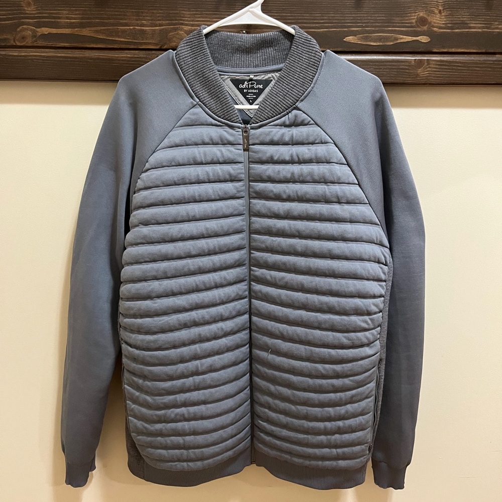 adidas Men's Adipure Hybrid Full Zip Golf Jacket Grey Size L